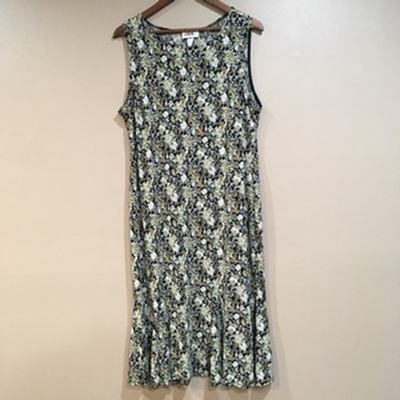 JBS Ltd Dresses & Skirts - Vintage Floral Midi Dress Women 16 Green Forest Fairy Grunge Grandma Cottage Y2K